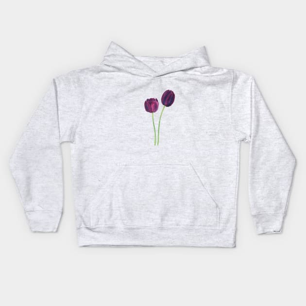 2 dark purple tulips Kids Hoodie by colorandcolor